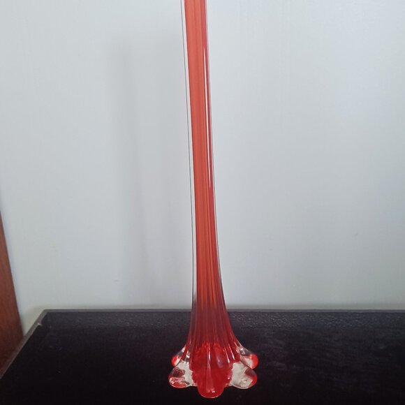 Vintage Murano Italian Tall Twisted Slim Red Elephant Foot Stem - Picture 2 of 5